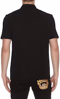 Shop VERSACE 2023春夏 黑色純色刺繡標誌Polo衫 A89507S-A231377-2B130