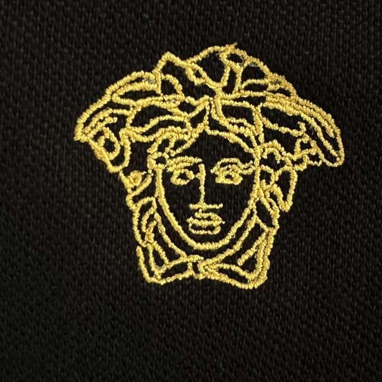 Sizing 范思哲 SS23 黑色简约刺绣logo翻领T恤 A89507S-A231377-2B130