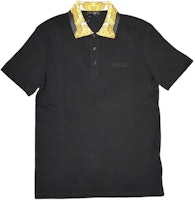 VERSACE SS23 Black Polo Shirt with Letter Embroidery Casual Style. 1012260-1A08837-2B130 VERSACE SS23 Black Polo Shirt with Letter Embroidery Casual Style. 1012260-1A08837-2B130