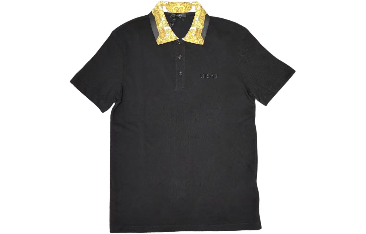 Order VERSACE SS23  Black Polo Shirt with Letter Embroidery Casual Style. 1012260-1A08837-2B130