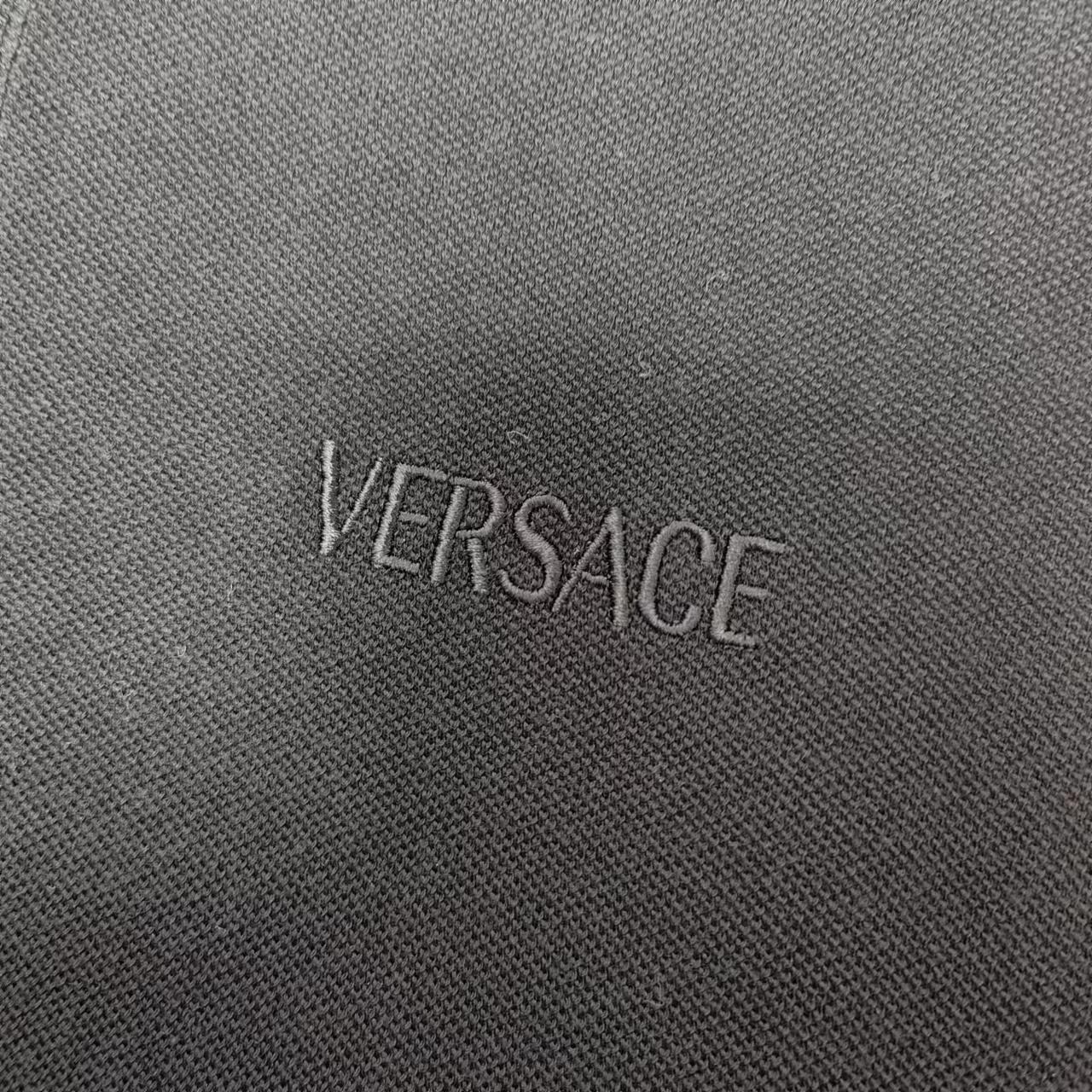 Details for VERSACE SS23  Black Polo Shirt with Letter Embroidery Casual Style. 1012260-1A08837-2B130