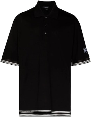 VERSACE SS23 Black Polo Shirt with Logo and Ribbon Detail. 1005192-1A03483-1B000 Order VERSACE SS23 Black Polo Shirt with Logo and Ribbon Detail. 1005192-1A03483-1B000
