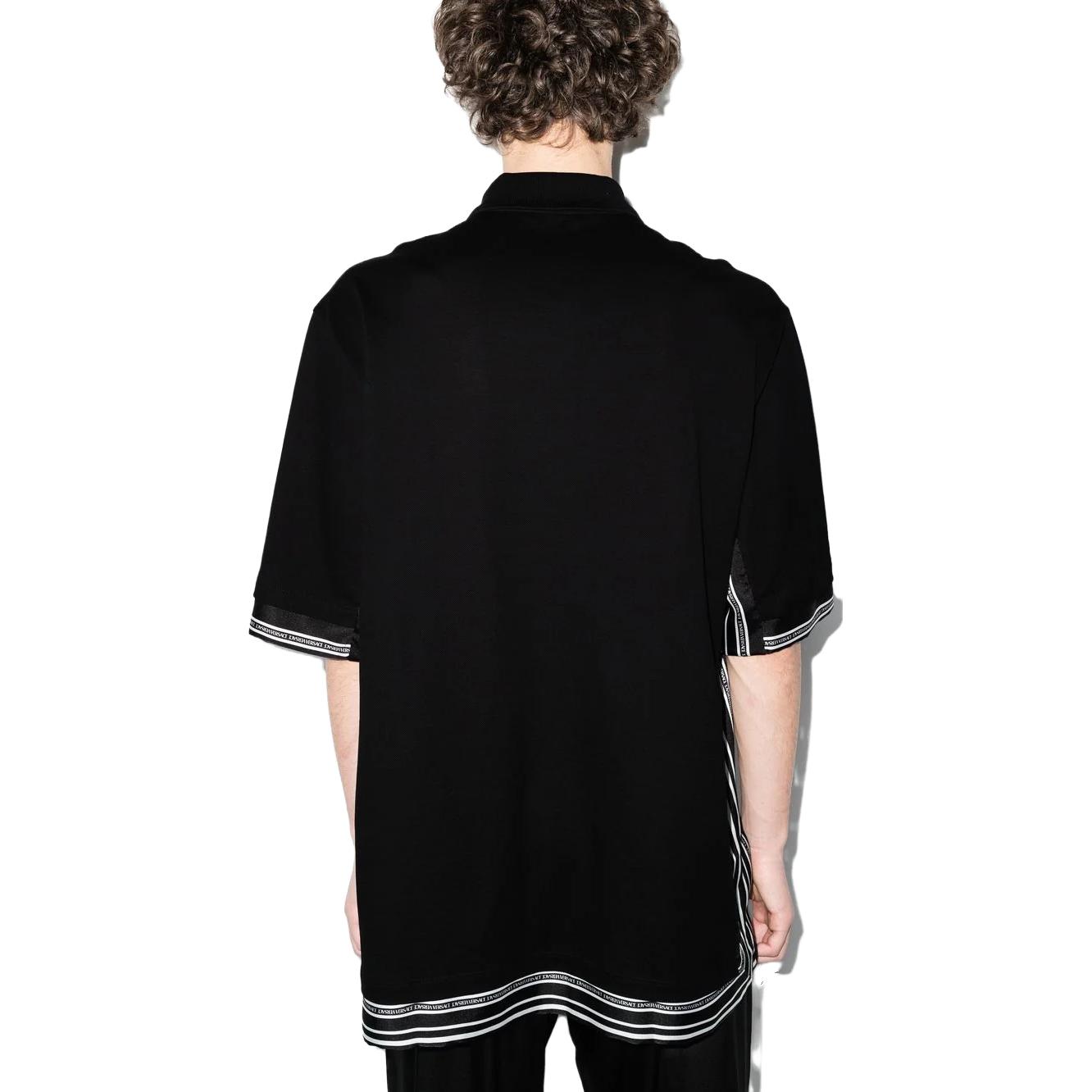 Shop VERSACE SS23  Black Polo Shirt with Logo and Ribbon Detail. 1005192-1A03483-1B000