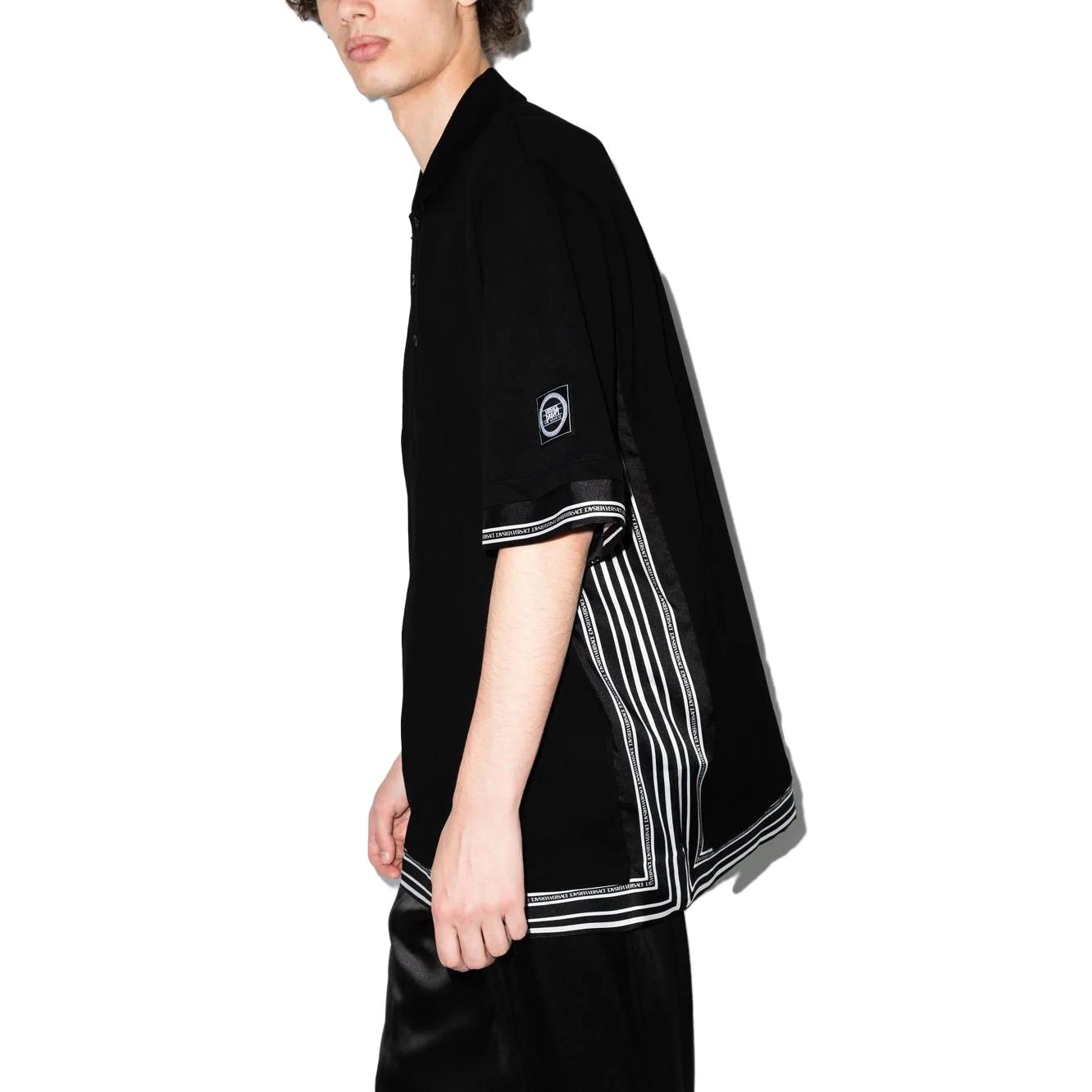 Purchase VERSACE SS23  Black Polo Shirt with Logo and Ribbon Detail. 1005192-1A03483-1B000