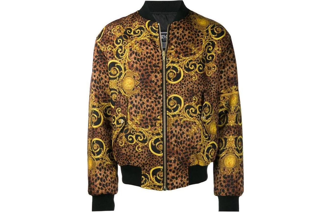 Order VERSACE SS23 黑色印花拉鍊長袖飛行夾克外套. C1GUA920-S0534-923