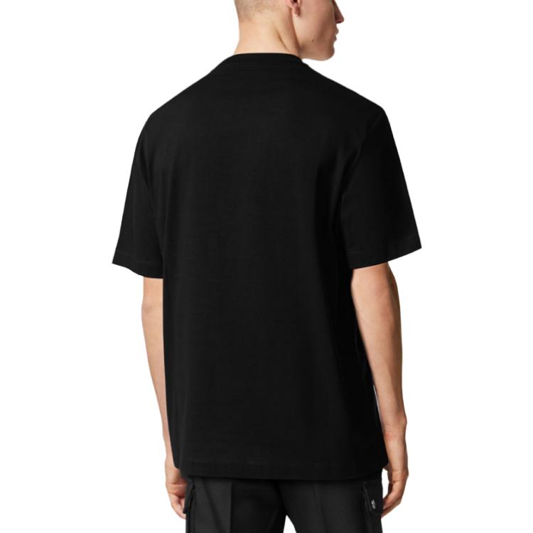 Shop ヴェルサーチ SS23 ブラック 半袖クルーネック Tシャツ アニマルプリント入り 1010235-1A07456-1B000