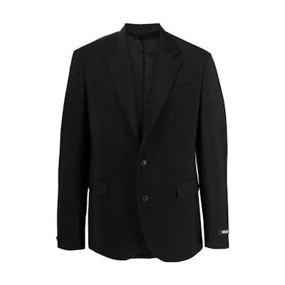 VERSACE SS23 Black Single-Breasted Blazer Jacket with Plain Lapel. 1006009-1A01698-1B000