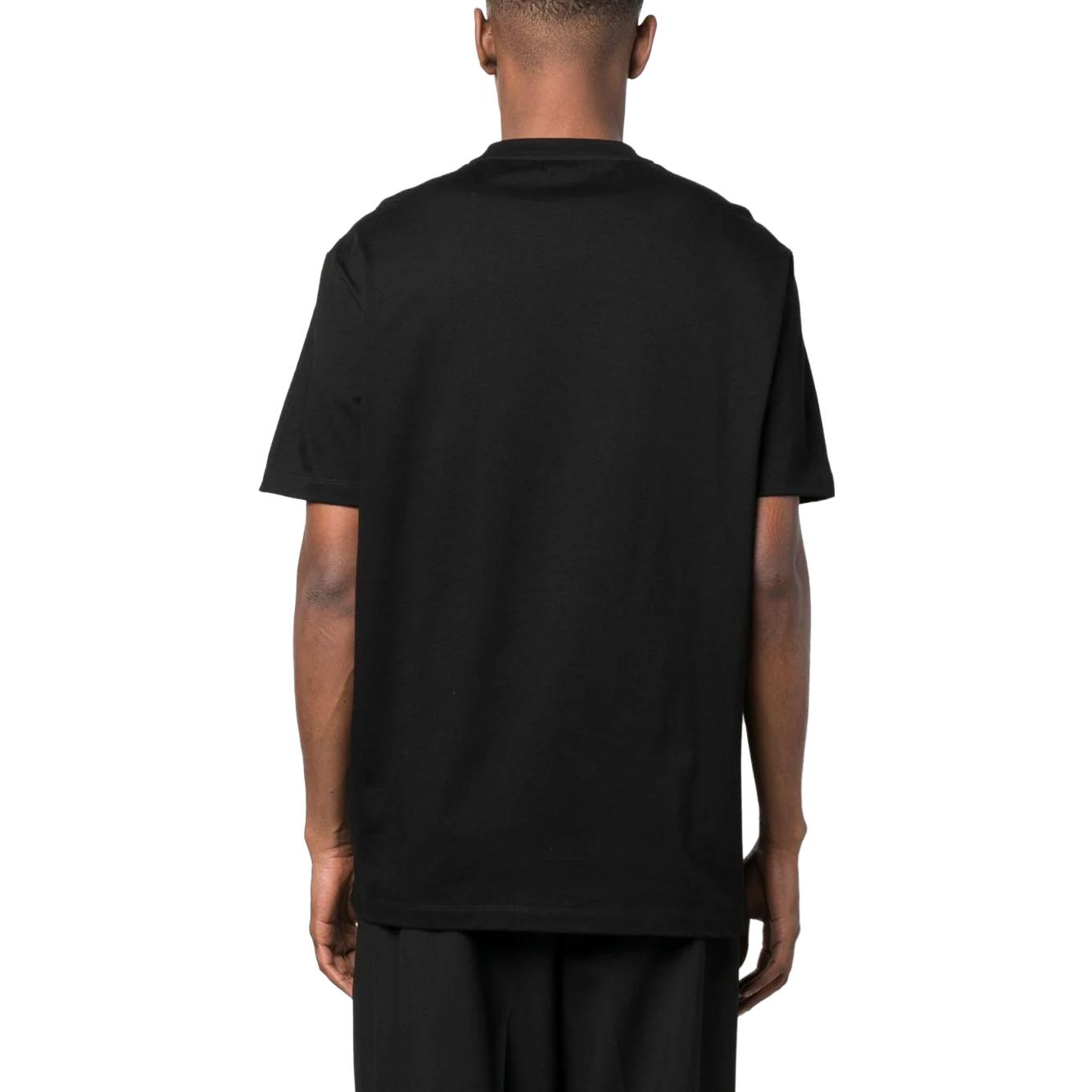 Shop ヴェルサーチ SS23 ブラックTシャツ レタープリント入りクルーネックデザイン 1010641-1A07700-1B000