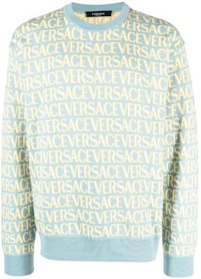 VERSACE SS23 Blue Crewneck Sweatshirt with Letter Print. 10102491A07466 Buy VERSACE SS23 Blue Crewneck Sweatshirt with Letter Print. 10102491A07466