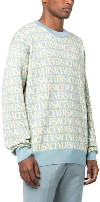 VERSACE SS23 Blue Crewneck Sweatshirt with Letter Print. 10102491A07466 Shop VERSACE SS23 Blue Crewneck Sweatshirt with Letter Print. 10102491A07466