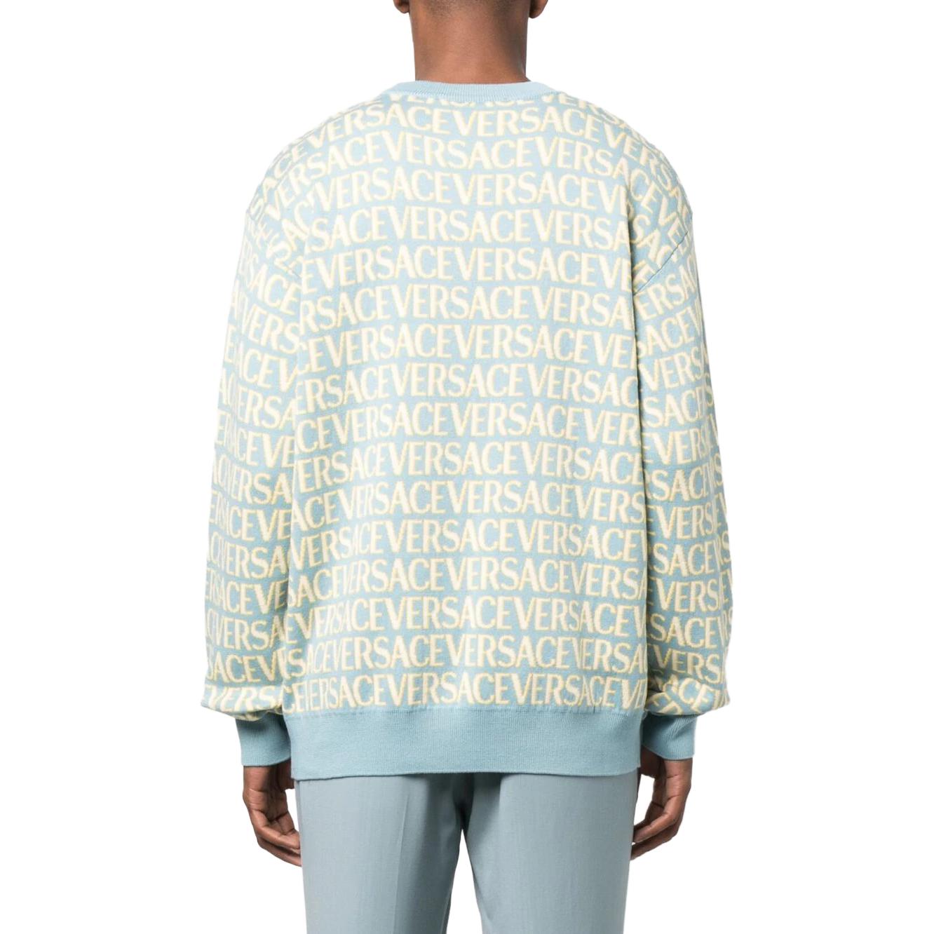 Purchase VERSACE SS23  Blue Crewneck Sweatshirt with Letter Print. 10102491A07466