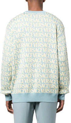 VERSACE SS23 Blue Crewneck Sweatshirt with Letter Print. 10102491A07466 Purchase VERSACE SS23 Blue Crewneck Sweatshirt with Letter Print. 10102491A07466