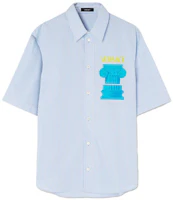 Order VERSACE SS23 藍色字母條紋印花短袖襯衫 1010841-1A07900-2WG70