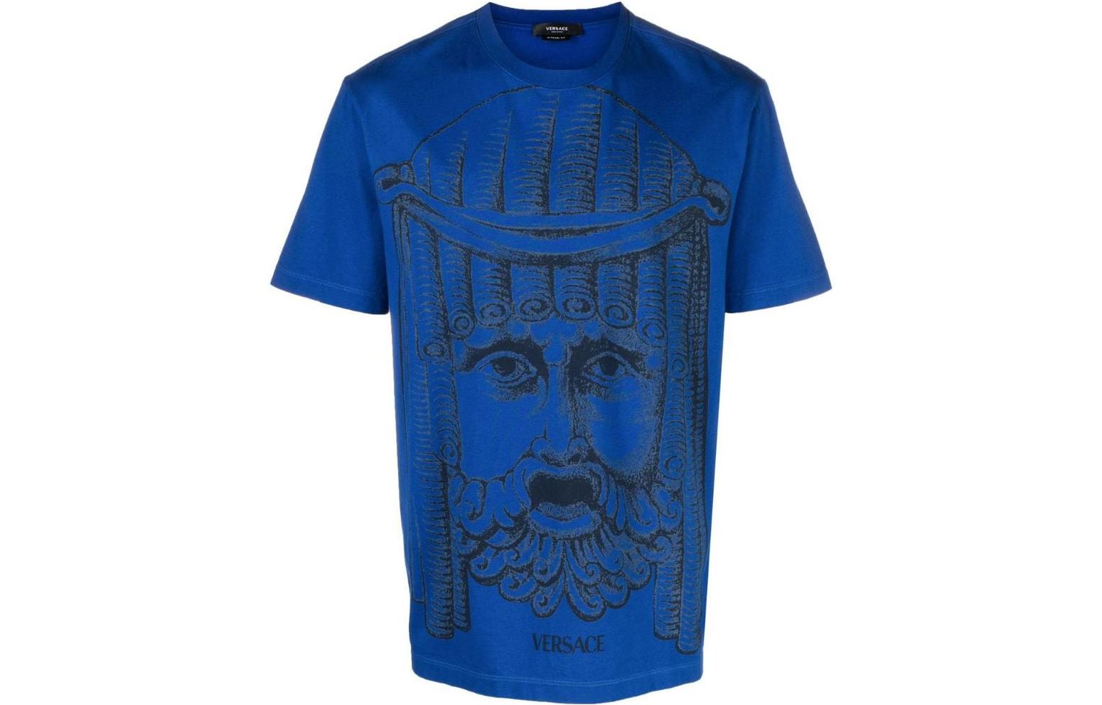 Order VERSACE SS23  Blue Sculptural Print Relaxed Fit Crew Neck T-Shirt. 1008357-1A05985-1UE30