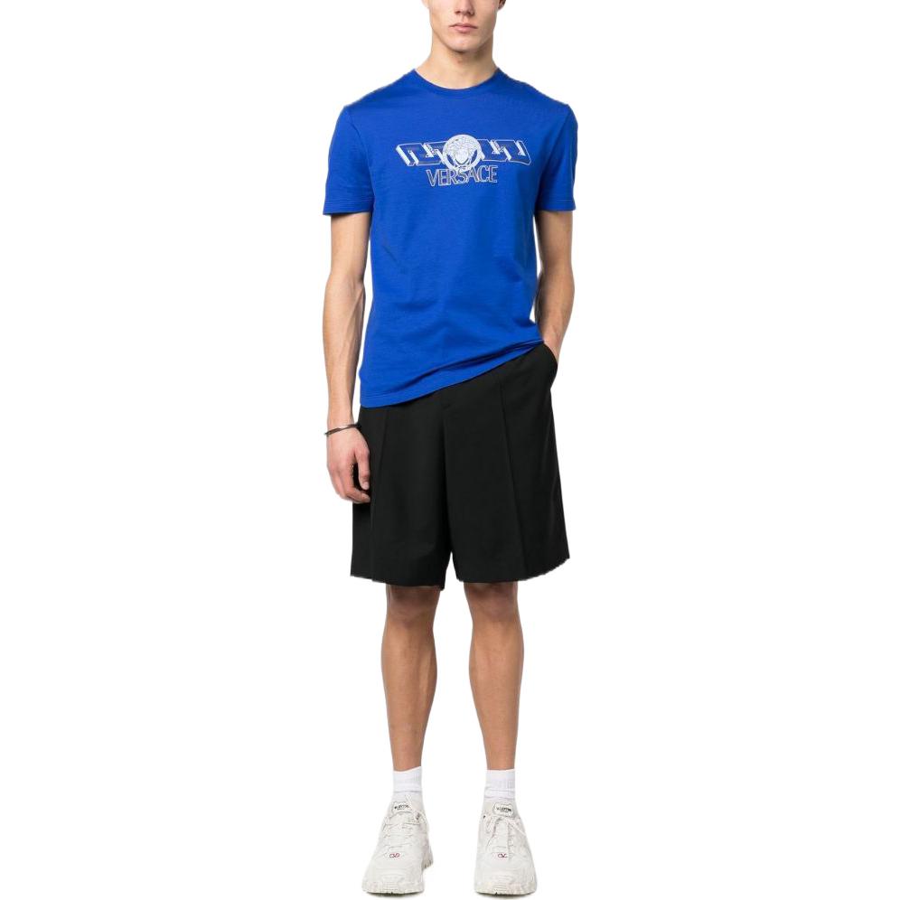 VERSACE SS23  Cobalt Blue Letter Print Crewneck Short Sleeve T-Shirt 1008461-1A06051-1UE30 圖 4