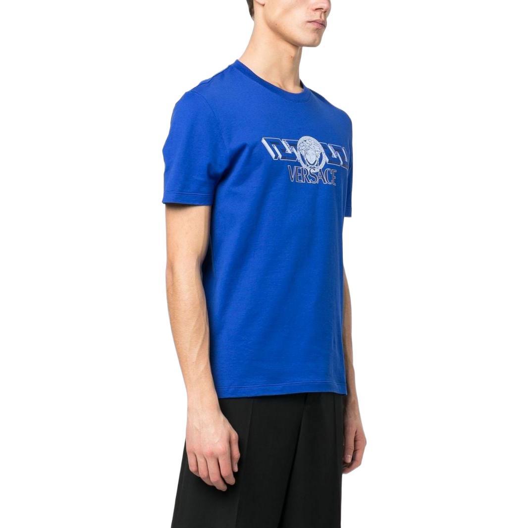 VERSACE SS23  Cobalt Blue Letter Print Crewneck Short Sleeve T-Shirt 1008461-1A06051-1UE30 圖 6