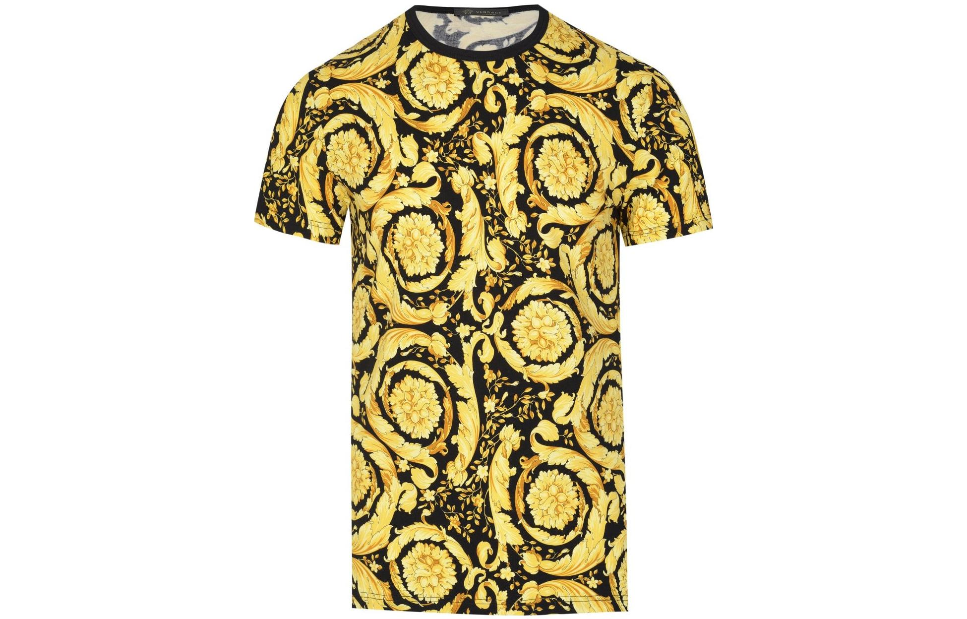 Order VERSACE 2023春夏金色花卉印花圆领T恤 AGU03003-A233294-A7900