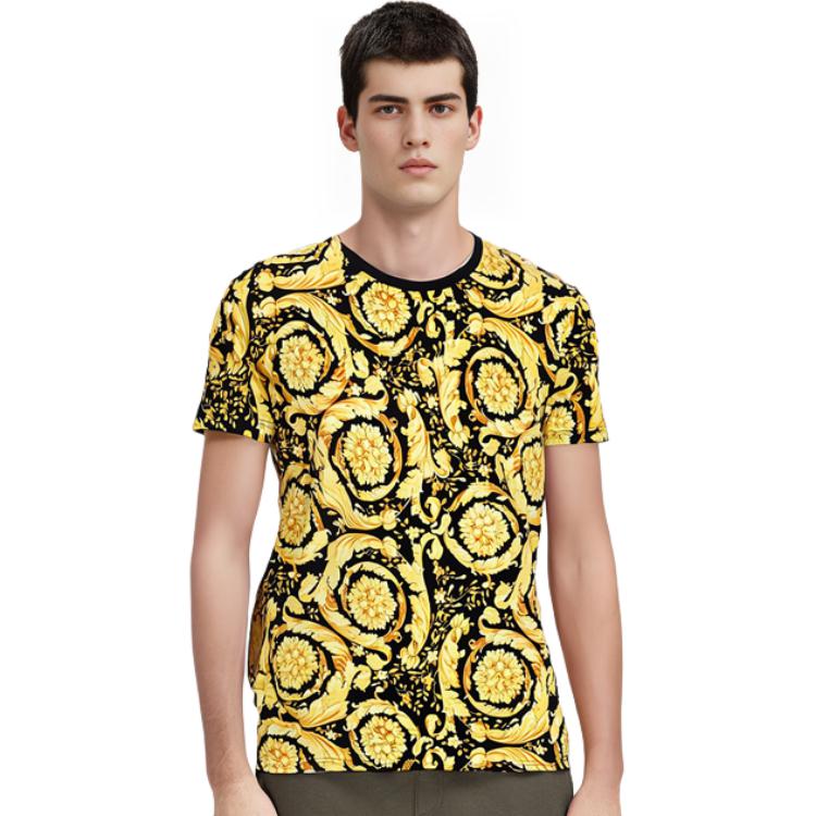 Purchase VERSACE 2023春夏金色花卉印花圆领T恤 AGU03003-A233294-A7900