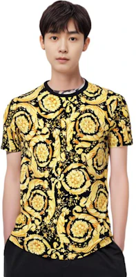 VERSACE SS23 金色花卉印花圓領T恤 AGU03003-A233294-A7900 1