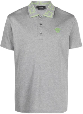 Versace SS23 Grey Short-Sleeve Polo Shirt with Logo Embroidery. A87402-1A06199-2EB80 Order Versace SS23 Grey Short-Sleeve Polo Shirt with Logo Embroidery. A87402-1A06199-2EB80