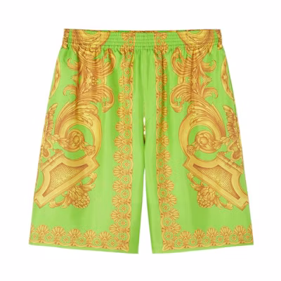 VERSACE SS23 Light Green Patterned Casual Shorts 1002476-1A05710-5Y250