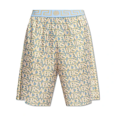 VERSACE SS23 Multicolor Logo Print Beach Shorts with Elastic Waistband 1003754-1A07863-5V510