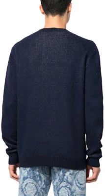 VERSACE SS23 Suéter Azul Marino Estampado Letras Cuello Redondo Manga Corta 1007983-1A05698-2UF90 Purchase VERSACE SS23 Suéter Azul Marino Estampado Letras Cuello Redondo Manga Corta 1007983-1A05698-2UF90