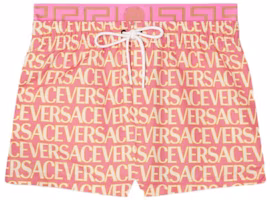 Order VERSACE SS23 Celana Renang Warna Orange Colorblock Logo Print Drawstring. 1007841-1A07862-5P830