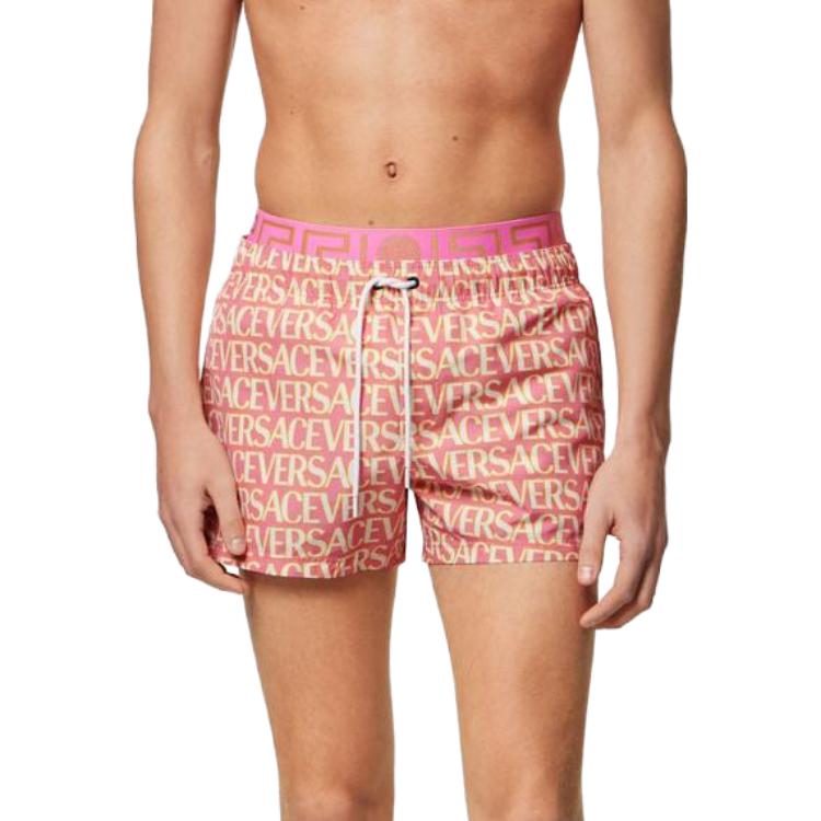 Lookbook VERSACE SS23 Shorts de Natación Naranja Colorblock con Logo y Cordón Ajustable. 1007841-1A07862-5P830