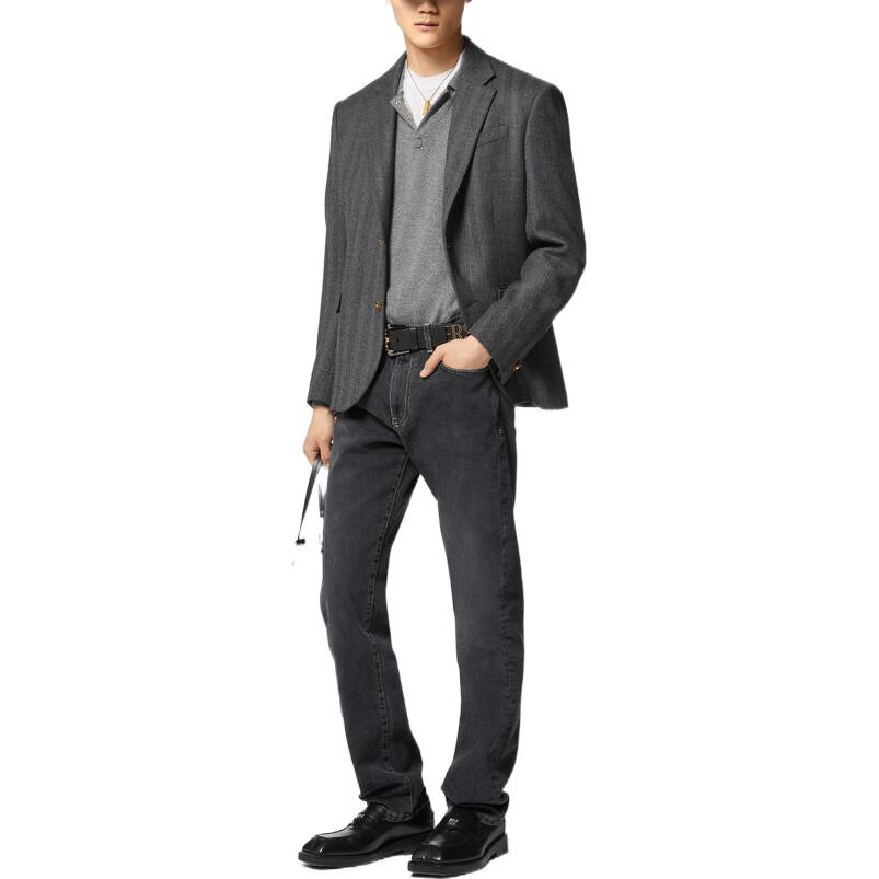 Versace SS23  Slim-Fit Grey Denim Jeans - Solid Color Casual Style 1007837-1A05762-1D490 圖 3