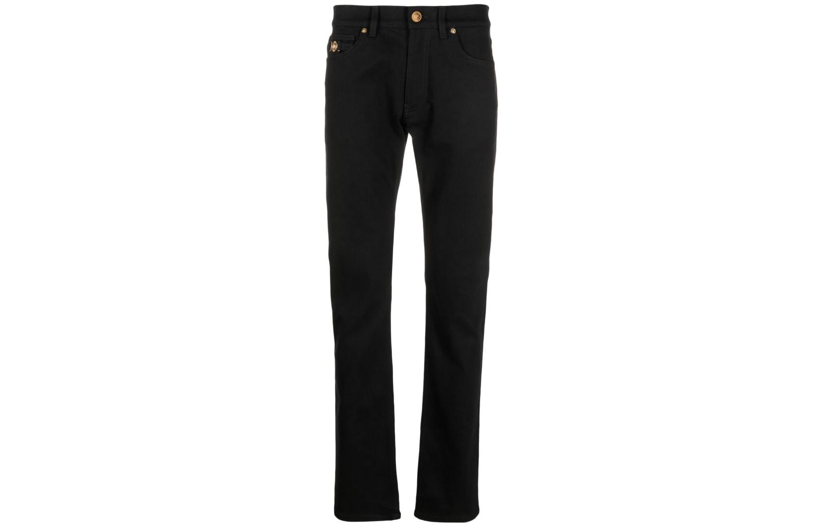 Order VERSACE SS23  Slim-Fit Mid-Rise Black Straight-Leg Jeans. 1011693-1A08583-1D040