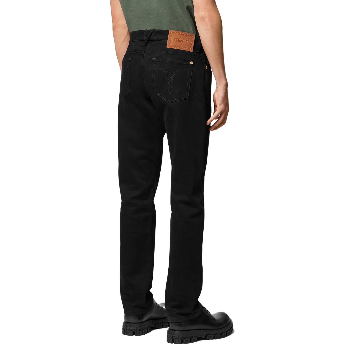 Sizing VERSACE SS23  Slim-Fit Mid-Rise Black Straight-Leg Jeans. 1011693-1A08583-1D040