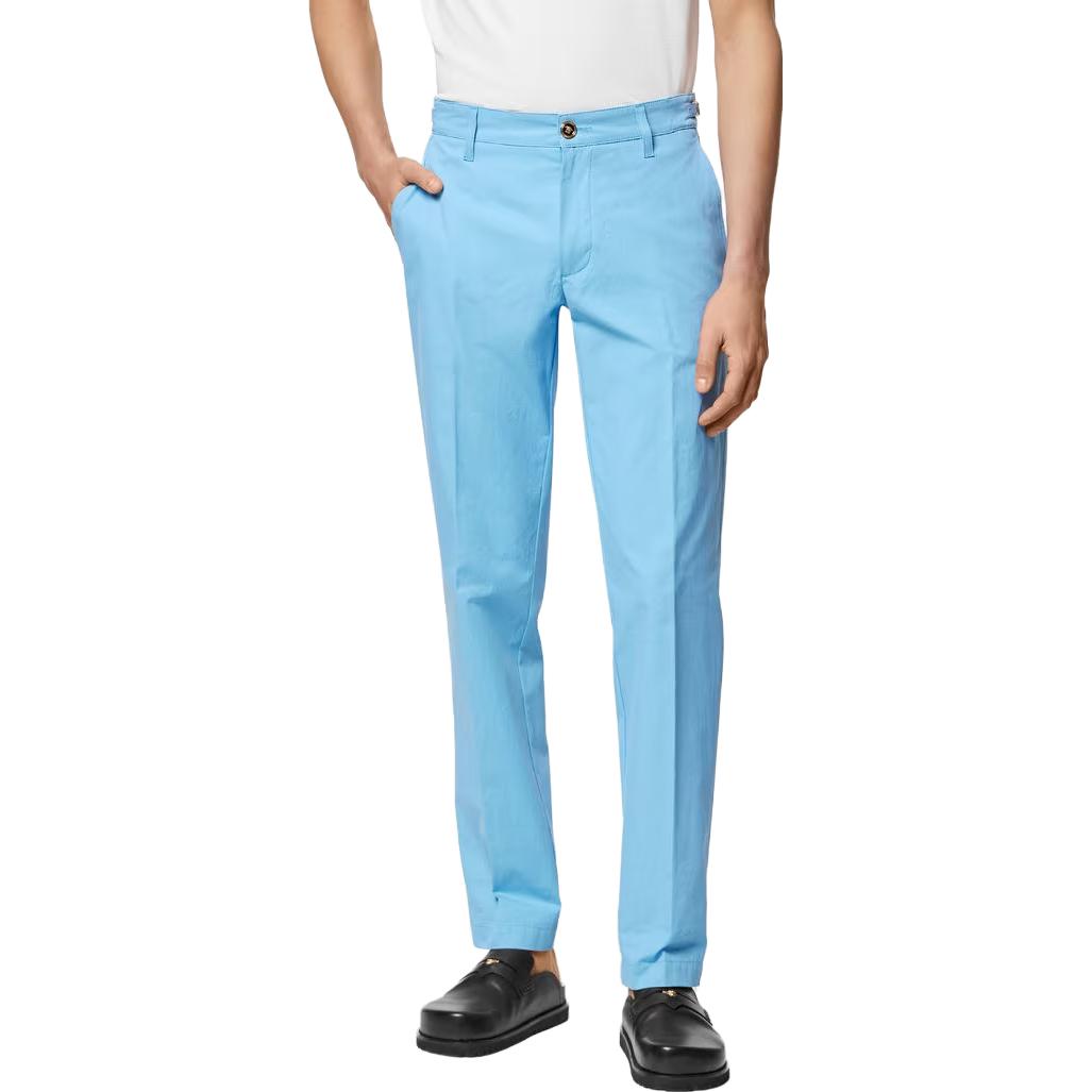 VERSACE SS23  Solid Straight-Leg Mid-Waist Casual Pants Blue 1010583-1A07474-1VA90 圖 4