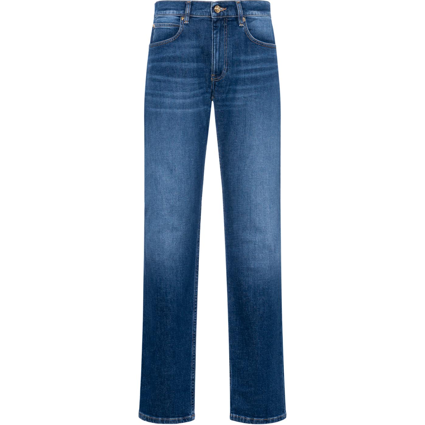 Versace SS23  Washed Embroidered Straight-Leg Jeans Blue 1011835-1A03324-1D030