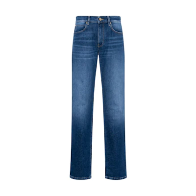 Versace SS23 Washed Embroidered Straight-Leg Jeans Blue 1011835-1A03324-1D030