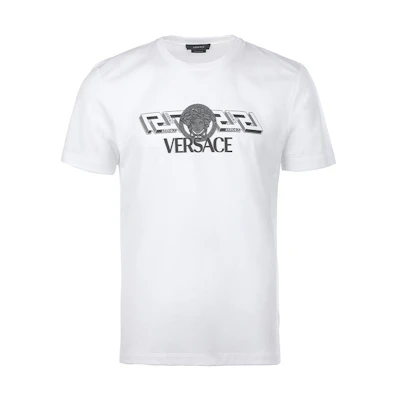 VERSACE SS23 White Letter Print Graphic Crewneck Short Sleeve T-Shirt 1008461-1A06051-1W000