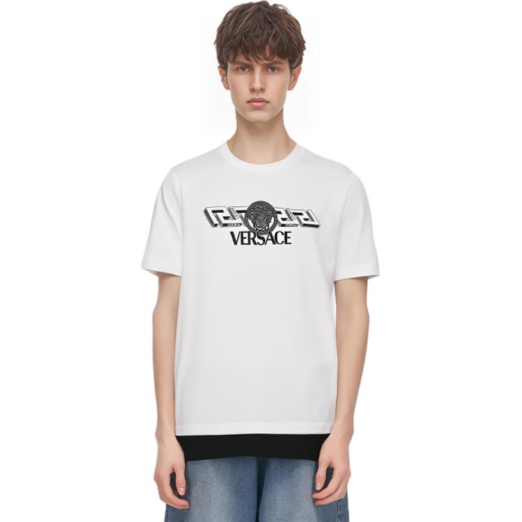VERSACE SS23  White Letter Print Graphic Crewneck Short Sleeve T-Shirt 1008461-1A06051-1W000 圖 6