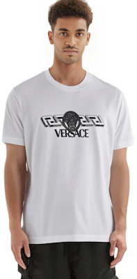 VERSACE SS23 白色字母印花圖案短袖圓領T恤 1008461-1A06051-1W000 Sizing VERSACE SS23 白色字母印花圖案短袖圓領T恤 1008461-1A06051-1W000