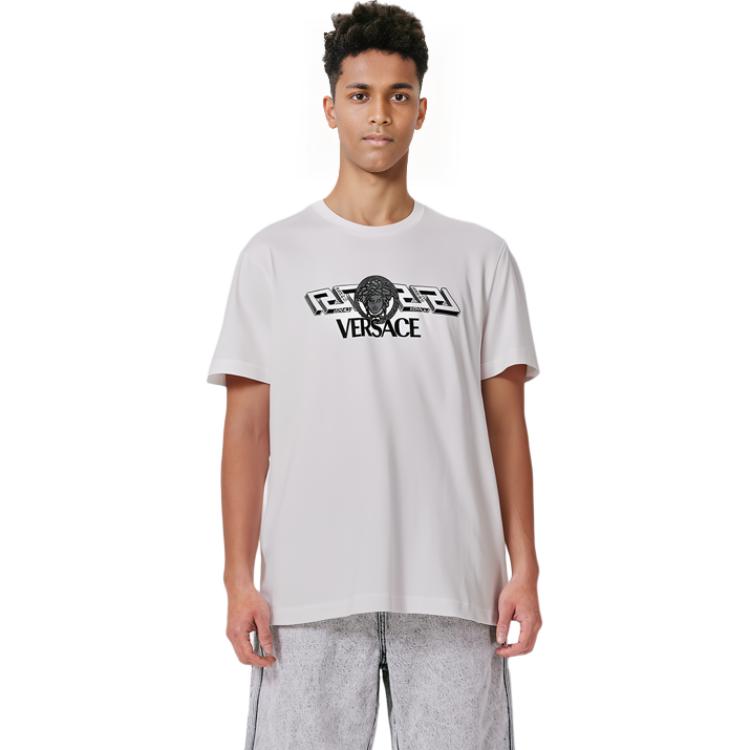 VERSACE SS23  White Letter Print Graphic Crewneck Short Sleeve T-Shirt 1008461-1A06051-1W000 圖 8