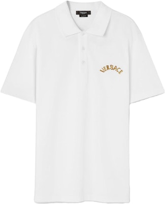 ヴェルサーチ SS23 ホワイトポロシャツ 無地 エンブロイダリーロゴ入り 1010639-1A07698-1W000 Buy ヴェルサーチ SS23 ホワイトポロシャツ 無地 エンブロイダリーロゴ入り 1010639-1A07698-1W000