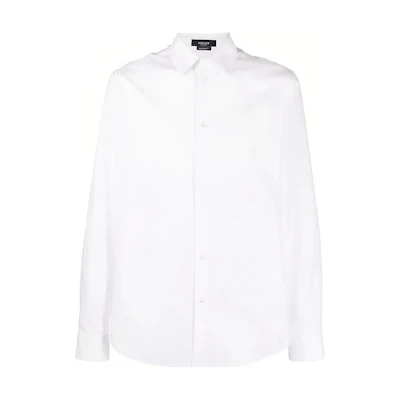 VERSACE SS23 White Solid Color Long Sleeve Button-Up Shirt 1008574-1A07672-2W320