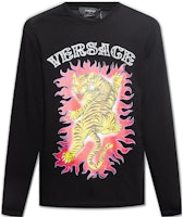 Versace SS23 Alphabet Animal Print Long Sleeve T-Shirt Black (). 1010635-1A07694-1B000 Versace SS23 Alphabet Animal Print Long Sleeve T-Shirt Black (). 1010635-1A07694-1B000