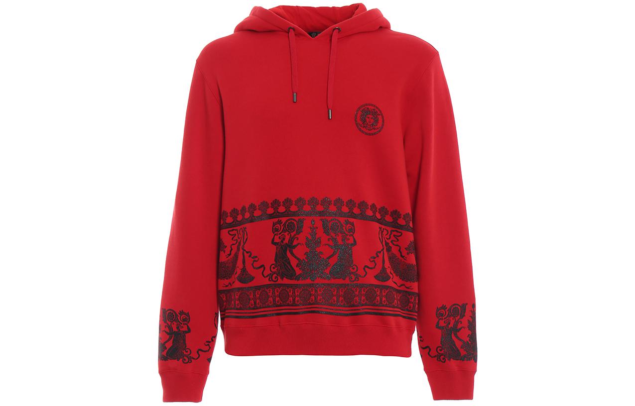 Versace SS23 Ancient Greek Totem Print Hoodie Red - Long Sleeve A80433-A226514-A944