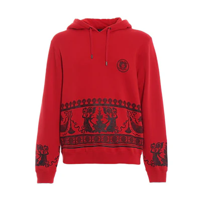 Versace SS23 Ancient Greek Totem Print Hoodie Red - Long Sleeve A80433-A226514-A944