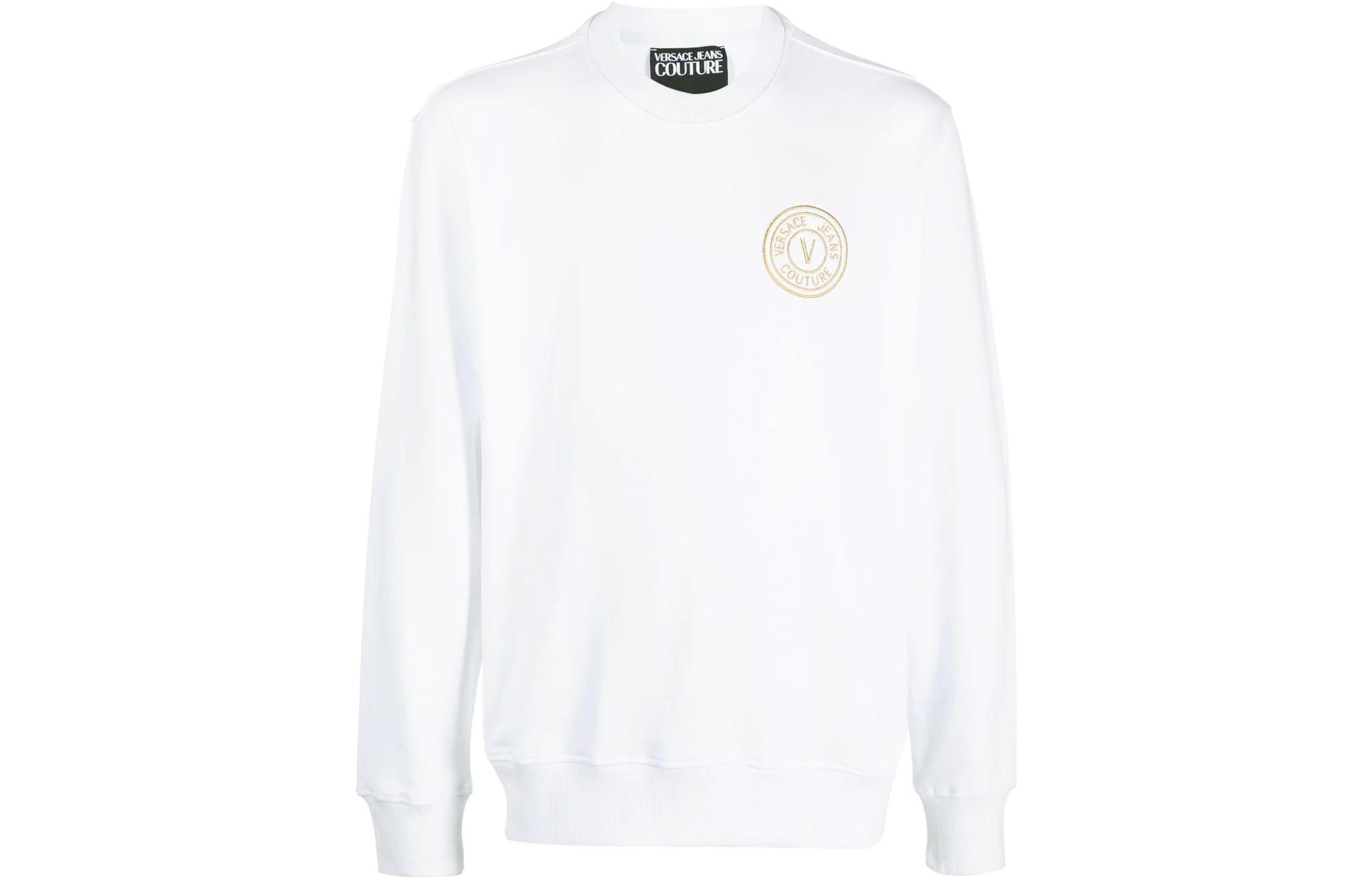 Versace SS23 Badge Logo Embroidered Sweatshirt White 74GAIT07-CF01T-G03