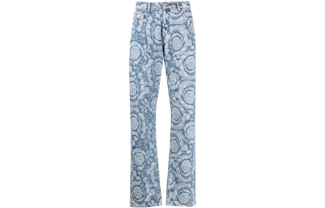 VERSACE SS23 Barocco Silhouette Print Straight Jeans Washed Blue Mens. 1007837-1A05765-1D520 圖 2