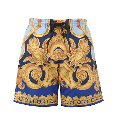 VERSACE SS23 Baroque Print Drawstring Shorts Men’s Blue 1002517-1A06328-5U670