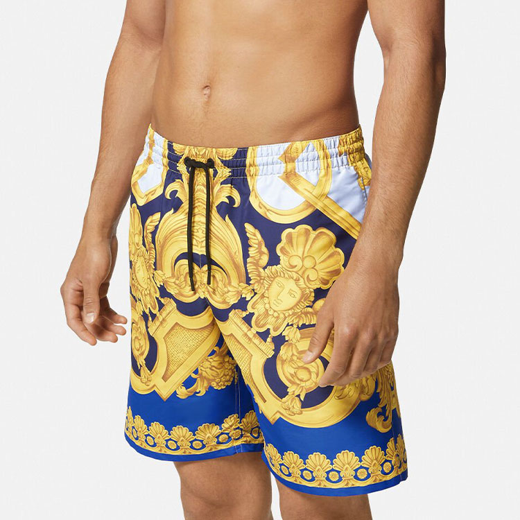 Purchase VERSACE SS23 Baroque Print Drawstring Shorts Men’s Blue 1002517-1A06328-5U670