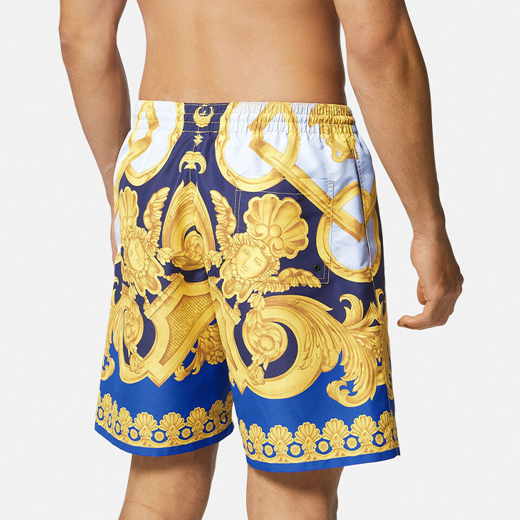 Details for VERSACE SS23 Baroque Print Drawstring Shorts Men’s Blue 1002517-1A06328-5U670