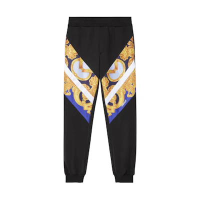 Versace SS23 Baroque Print Jogger Knit Sweatpants Black 1008618-1A06205-5U670